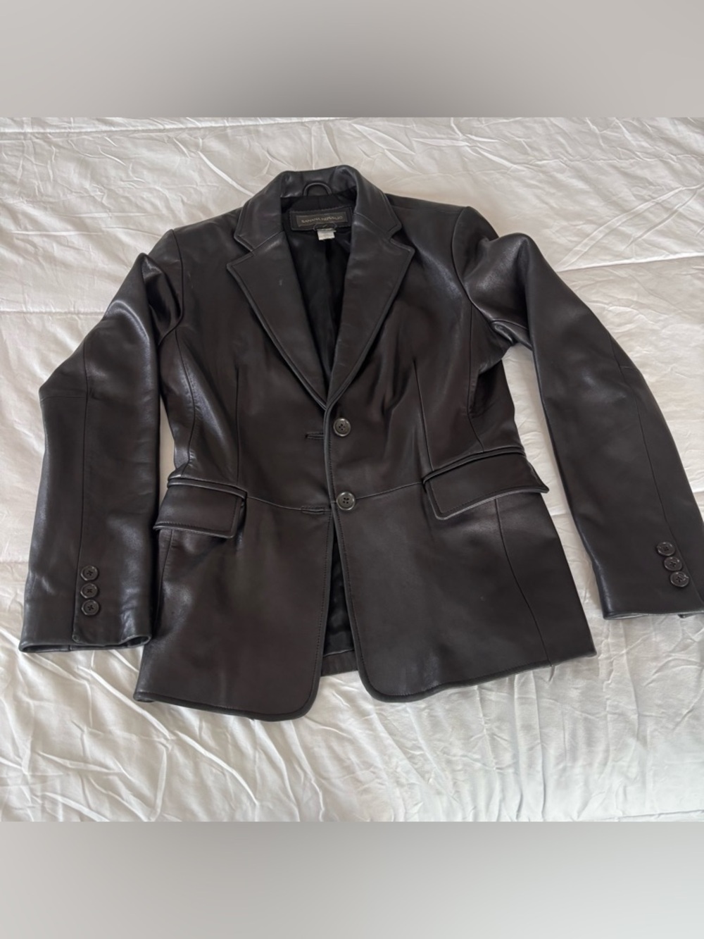 Banana Republic Black Super-soft Leather Blazer Jacket, Size 6